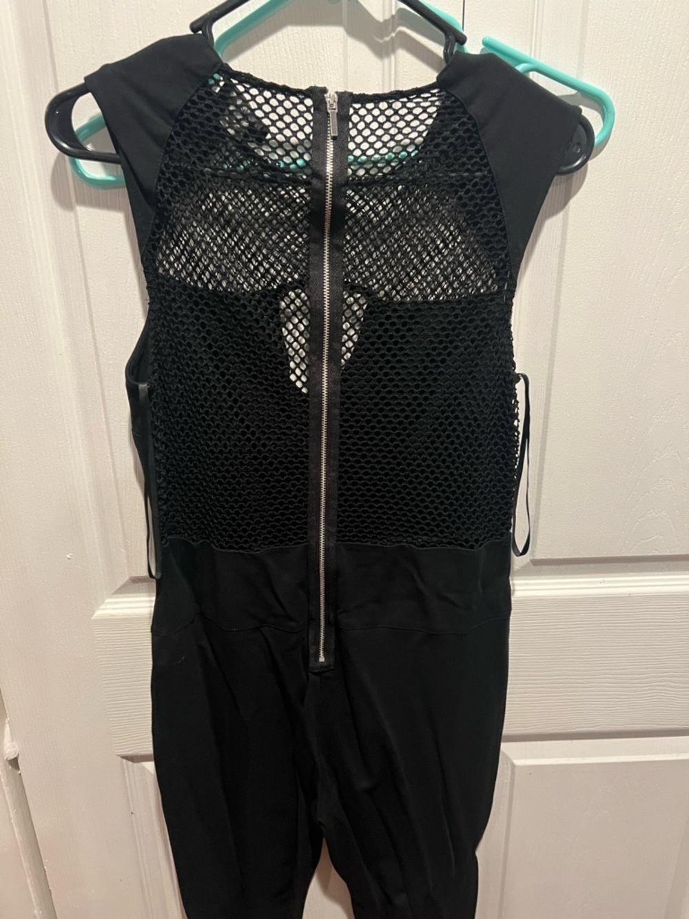 bebe Black Mesh-Back One-Piece Bodysuit